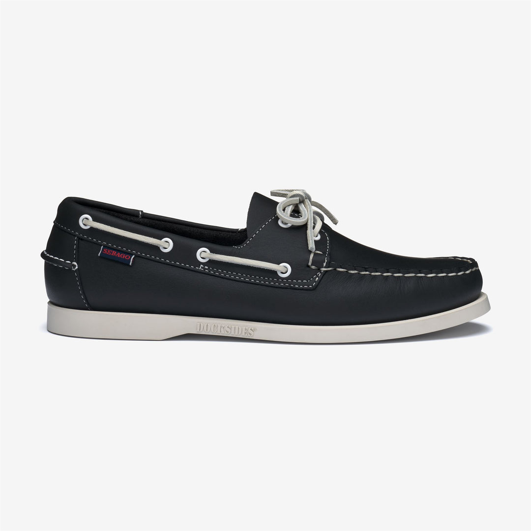 Navy Blue Men's Leather Docksides Moccasin for Yachting 01