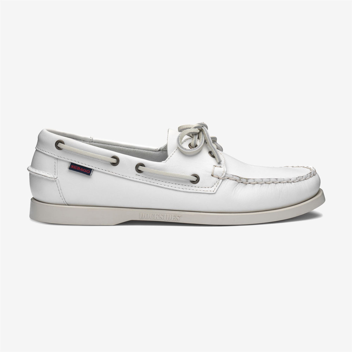 White Men's Leather Boat Shoe