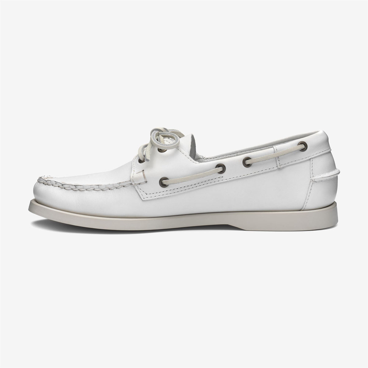 White Men's Leather Boat Shoe
