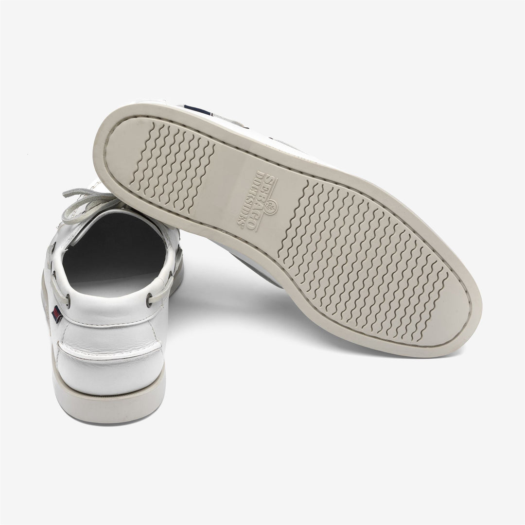 Grey White Men's Nautical Leather Moccasin Boat Shoes main