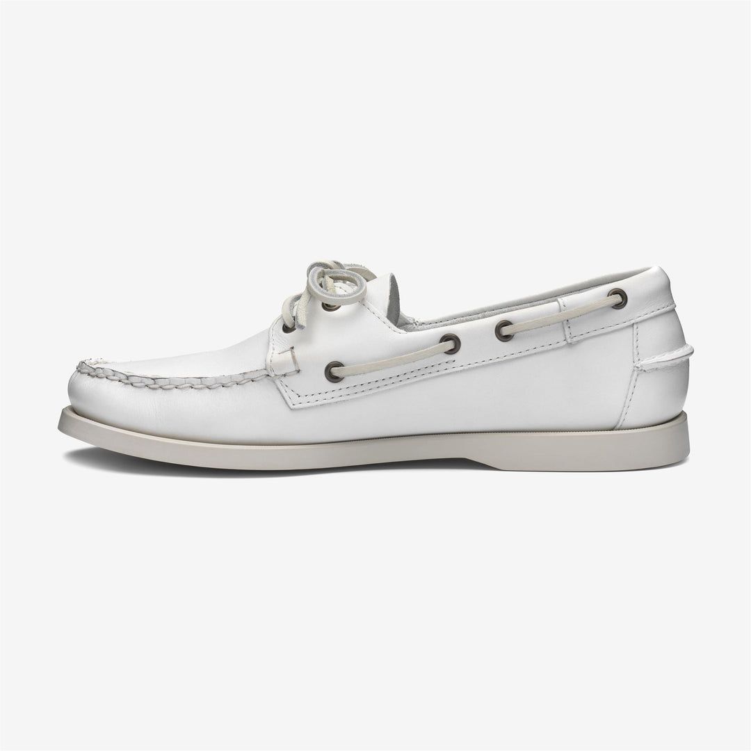 Grey White Men's Nautical Leather Moccasin Boat Shoes main