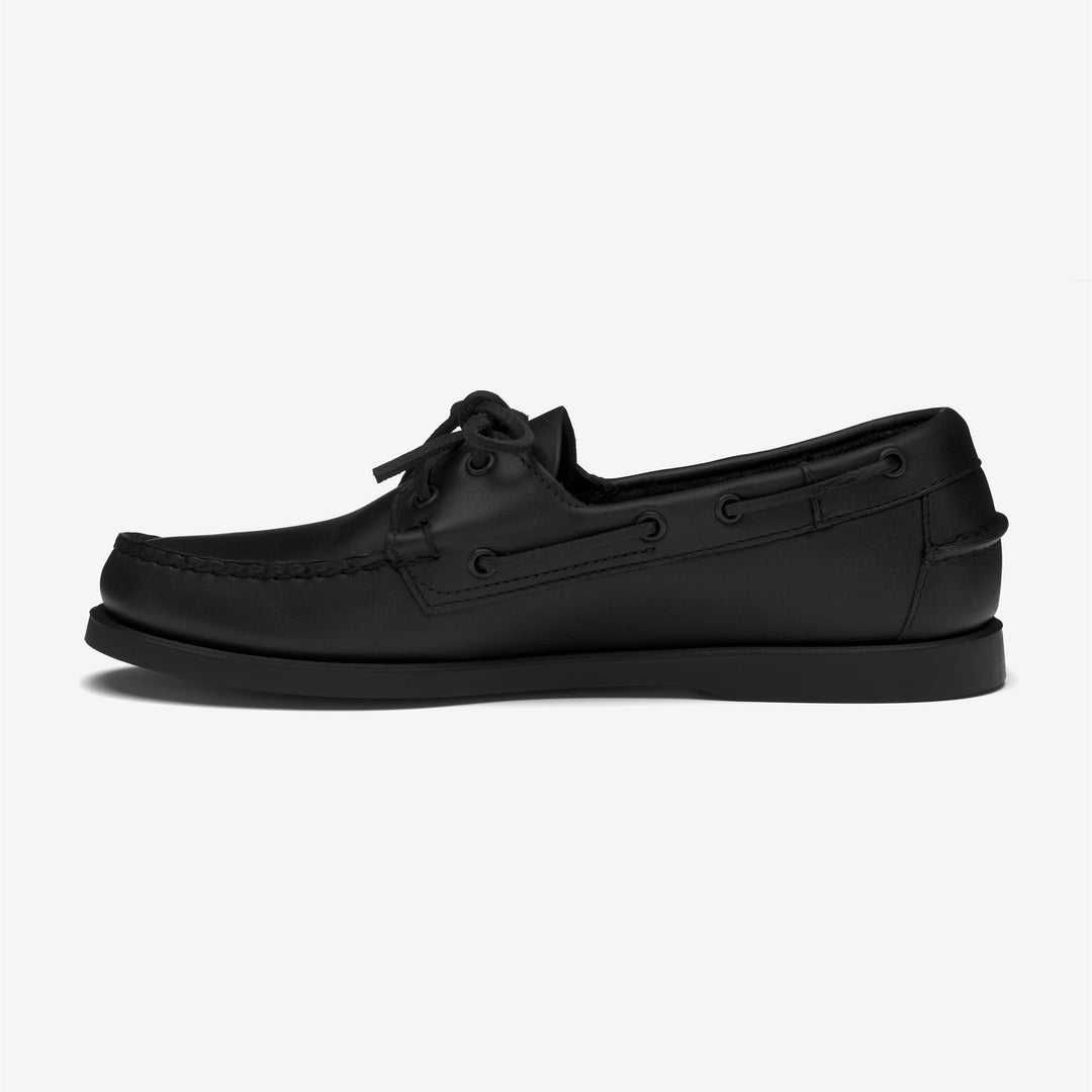 Black Men's Leather Docksides Moccasin Boat Shoes for Yachting main