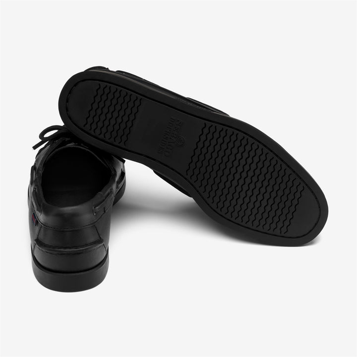 Zapatos náuticos tipo mocasín Docksides de cuero negro para hombre, ideales para navegar. 3