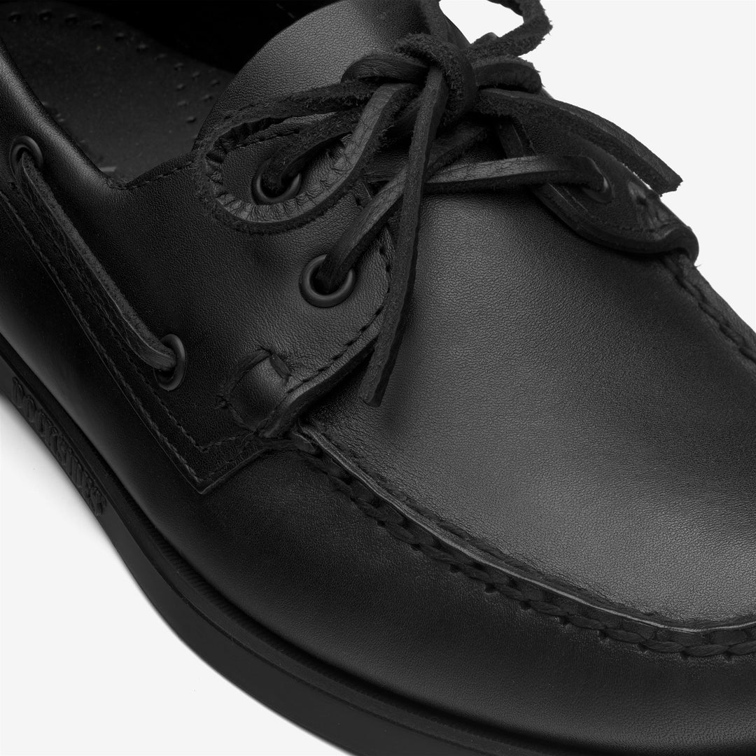 Black Men's Leather Docksides Moccasin Boat Shoes for Yachting main