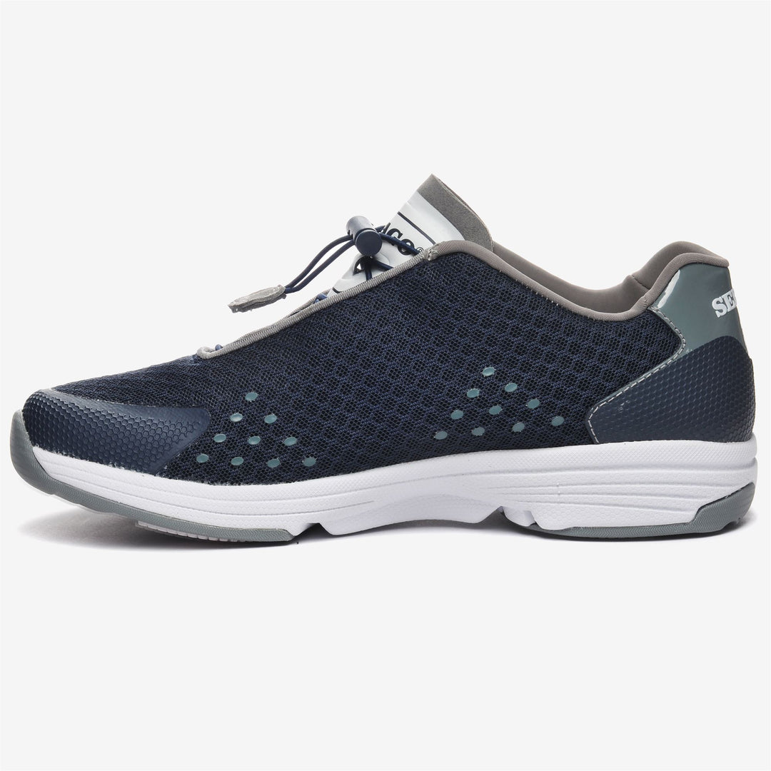 Marineblaue Segel-Sneakers mit niedrigem Schnitt und Drainage-Technologie für Damen main