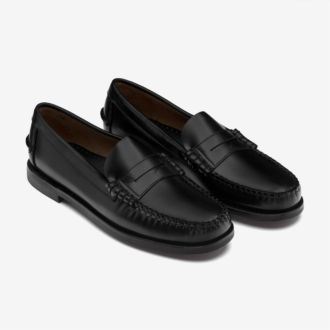 Black Women's Business Moccasin Loafers with Leather Construction main