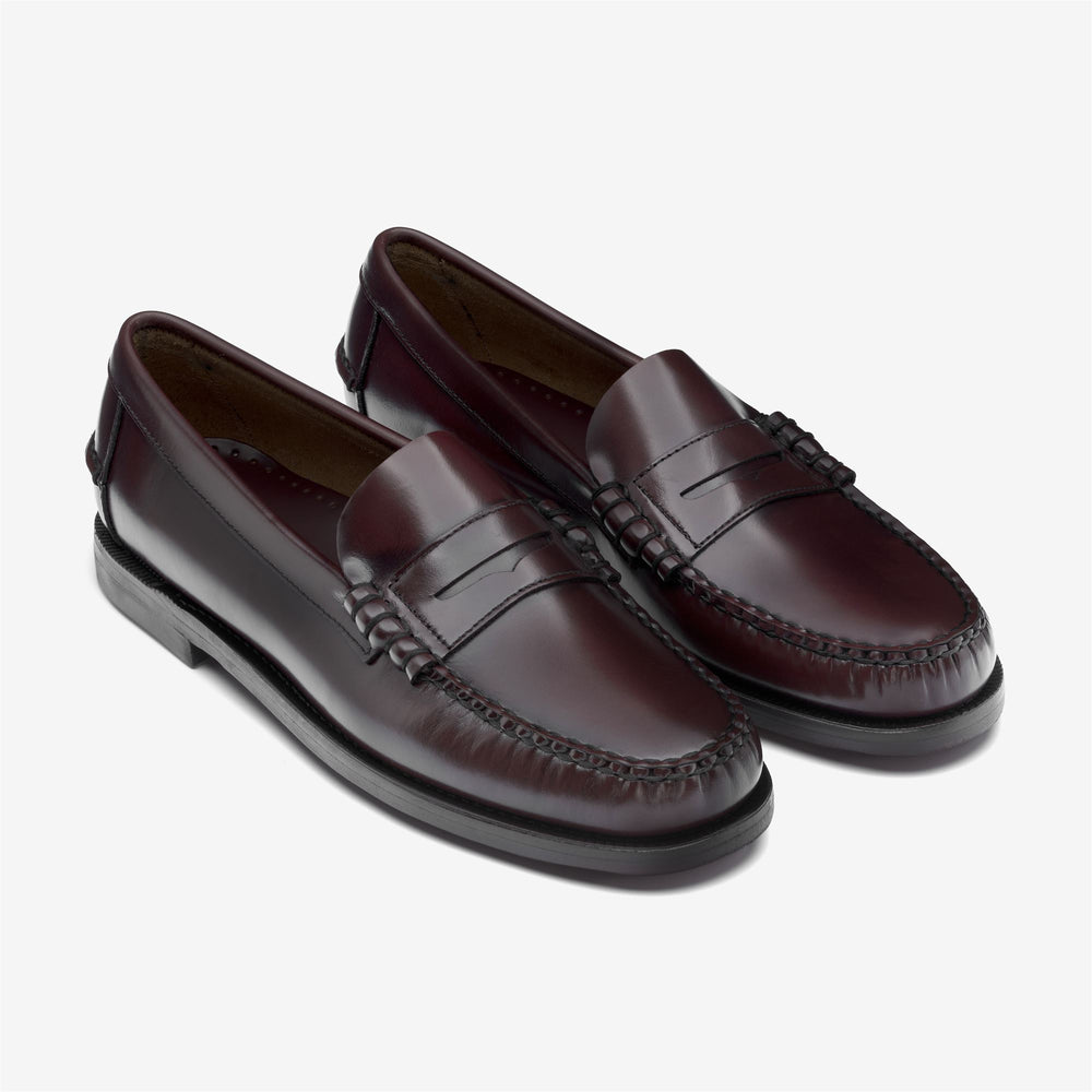 Mocasines de piel color burdeos para mujer para negocios 02