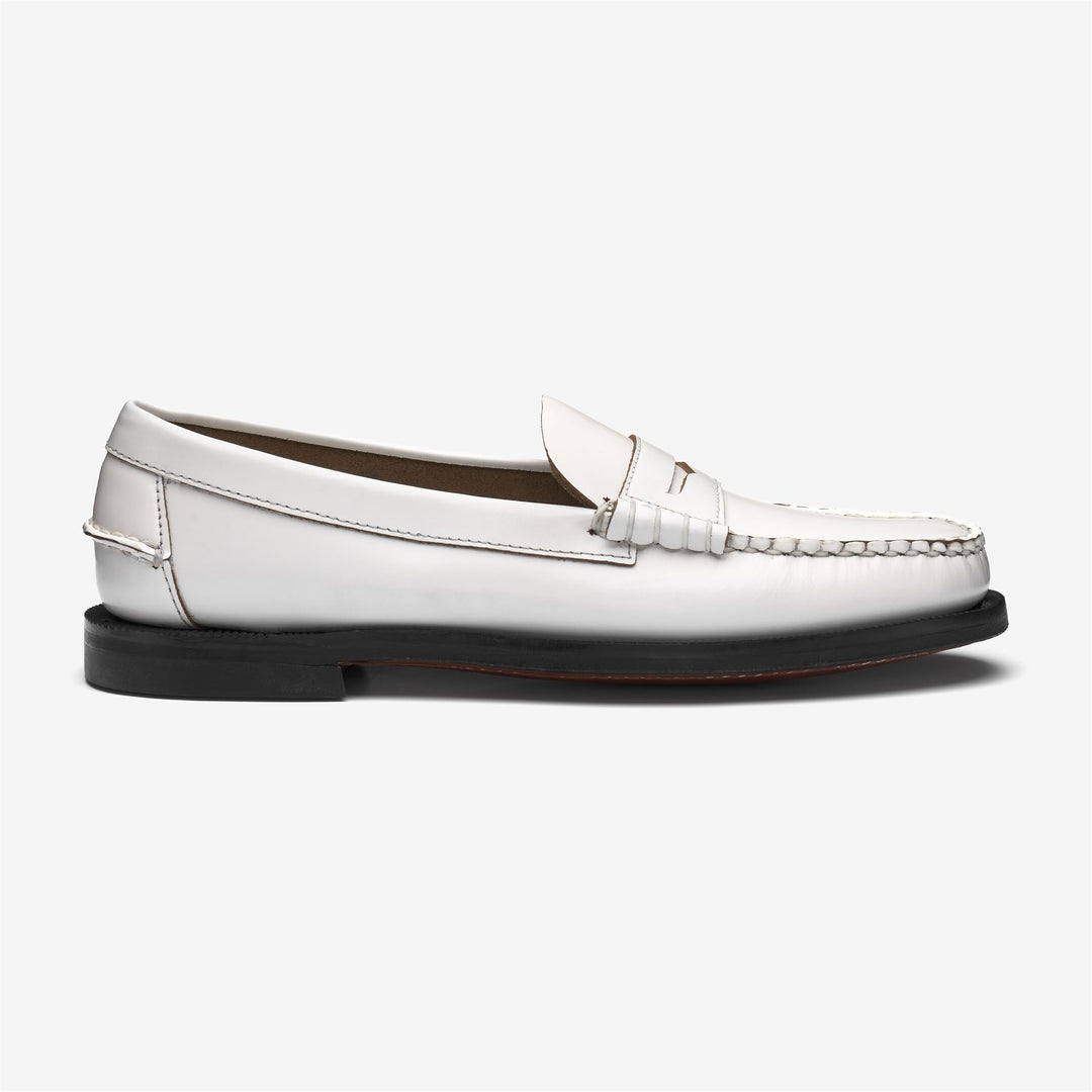 Mocasines de piel para mujer, color gris y blanco, sin cordones 01