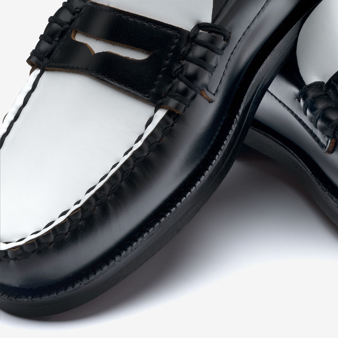 Black White Women's Leather Moccasin Business Loafers main