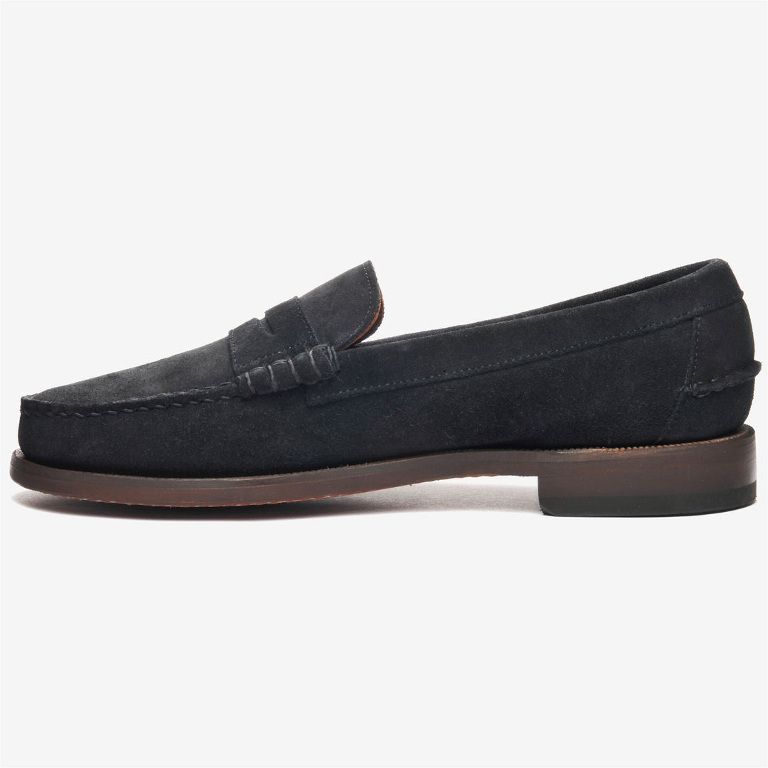 Mocassins d'affaires en cuir bleu marine pour homme main
