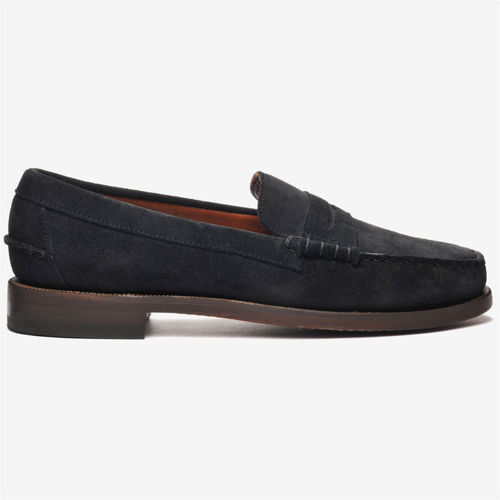 Navy Blue Men's Leather Business Moccasin Loafers 1