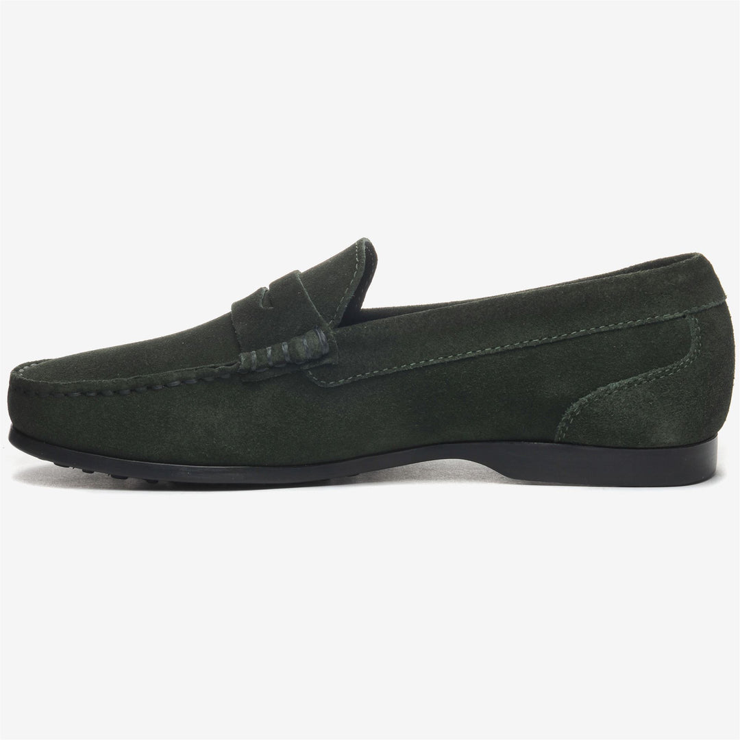 Dark Green Men's Suede Driving Moccasins with Anti-Slip Sole main