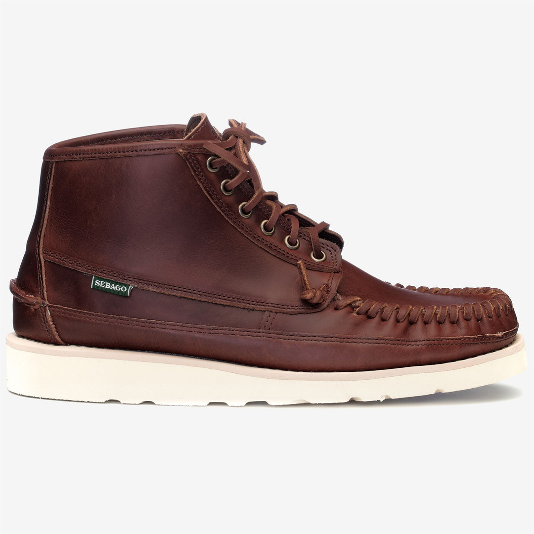 Cinnamon Brown Men's Handcrafted Mid Cut Moccasin Boots 01