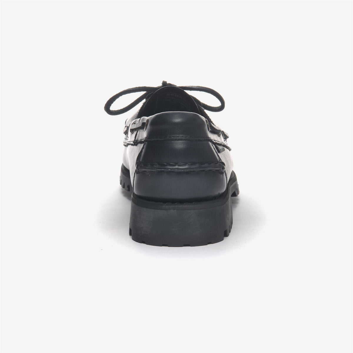 Black Men's Leather Boat Shoe