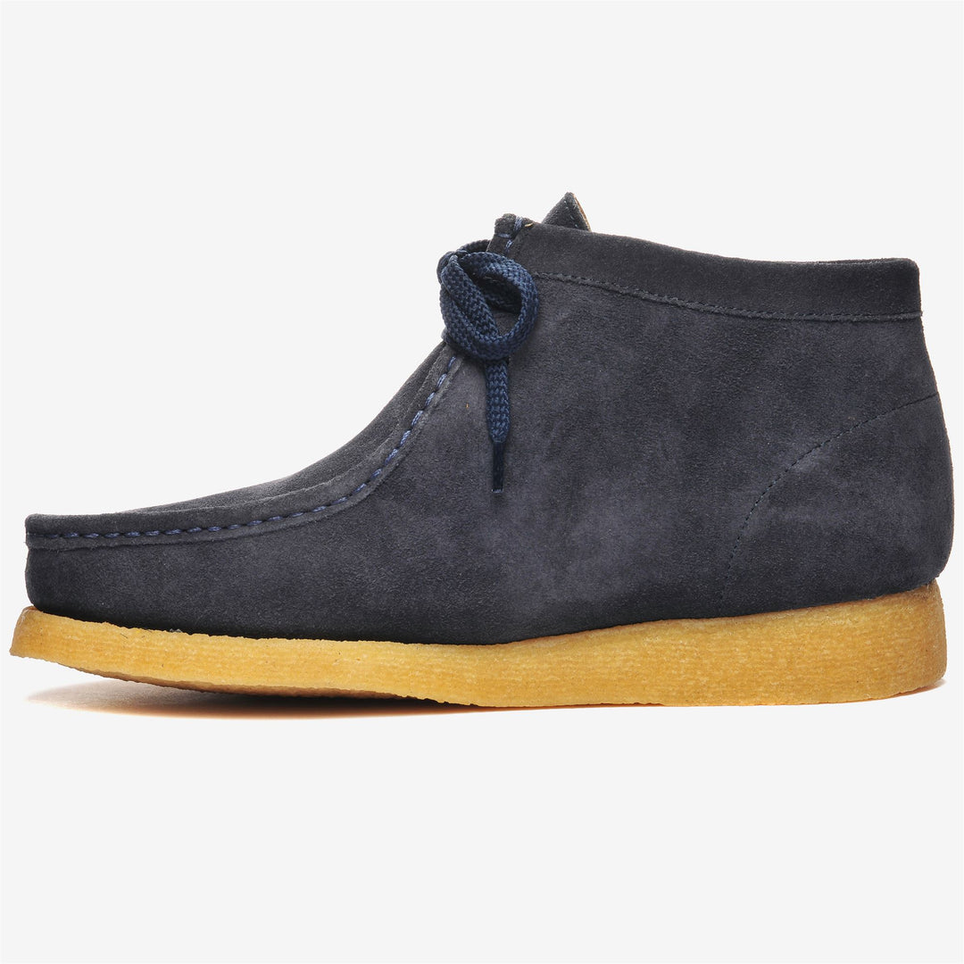 Navy Blue Men's Leather Mid Cut Moccasins for Leisure main