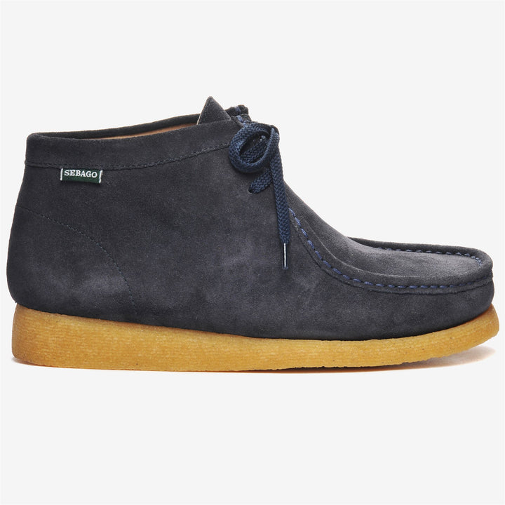 Navy Blue Men's Leather Mid Cut Moccasins for Leisure 1