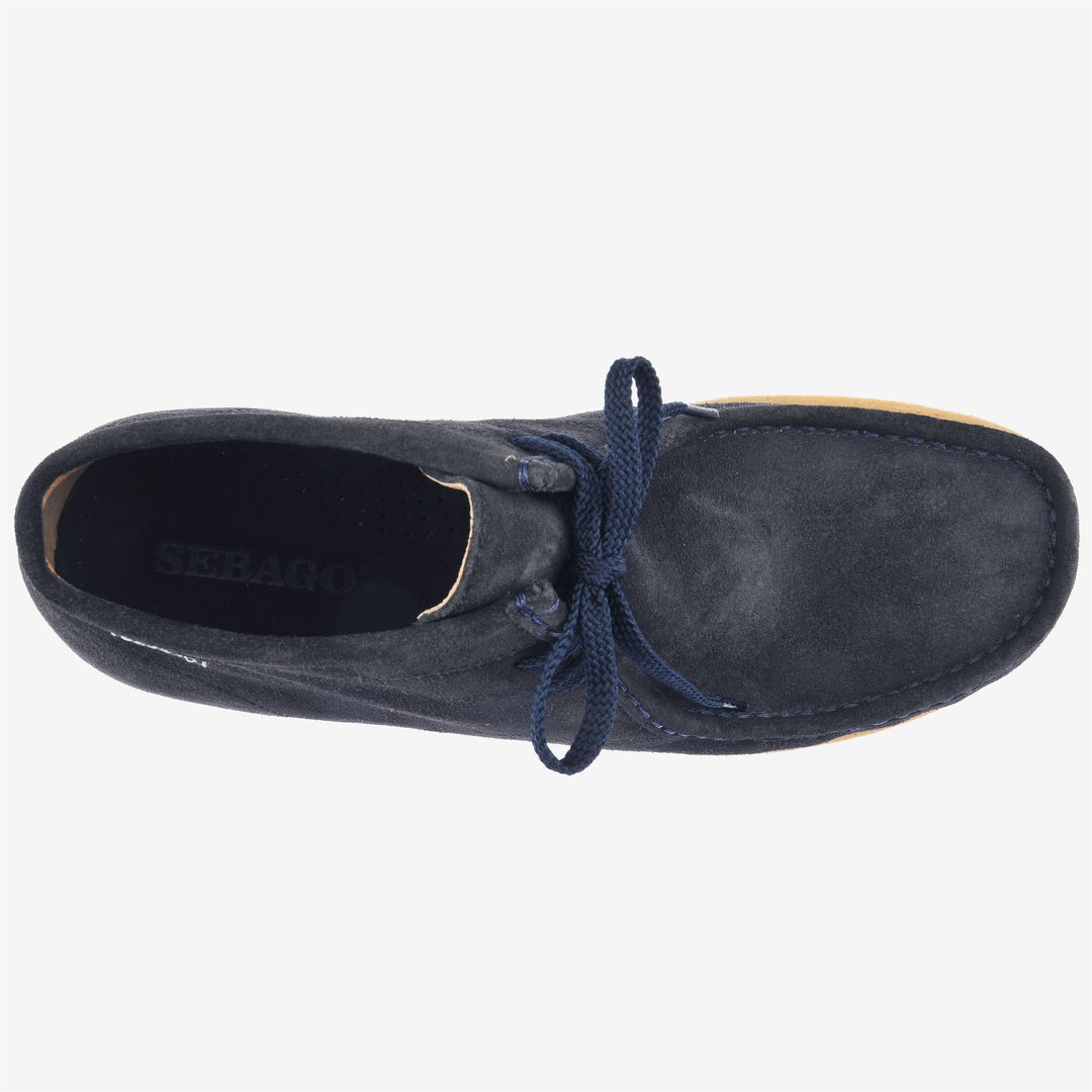 Navy Blue Men's Leather Mid Cut Moccasins for Leisure main