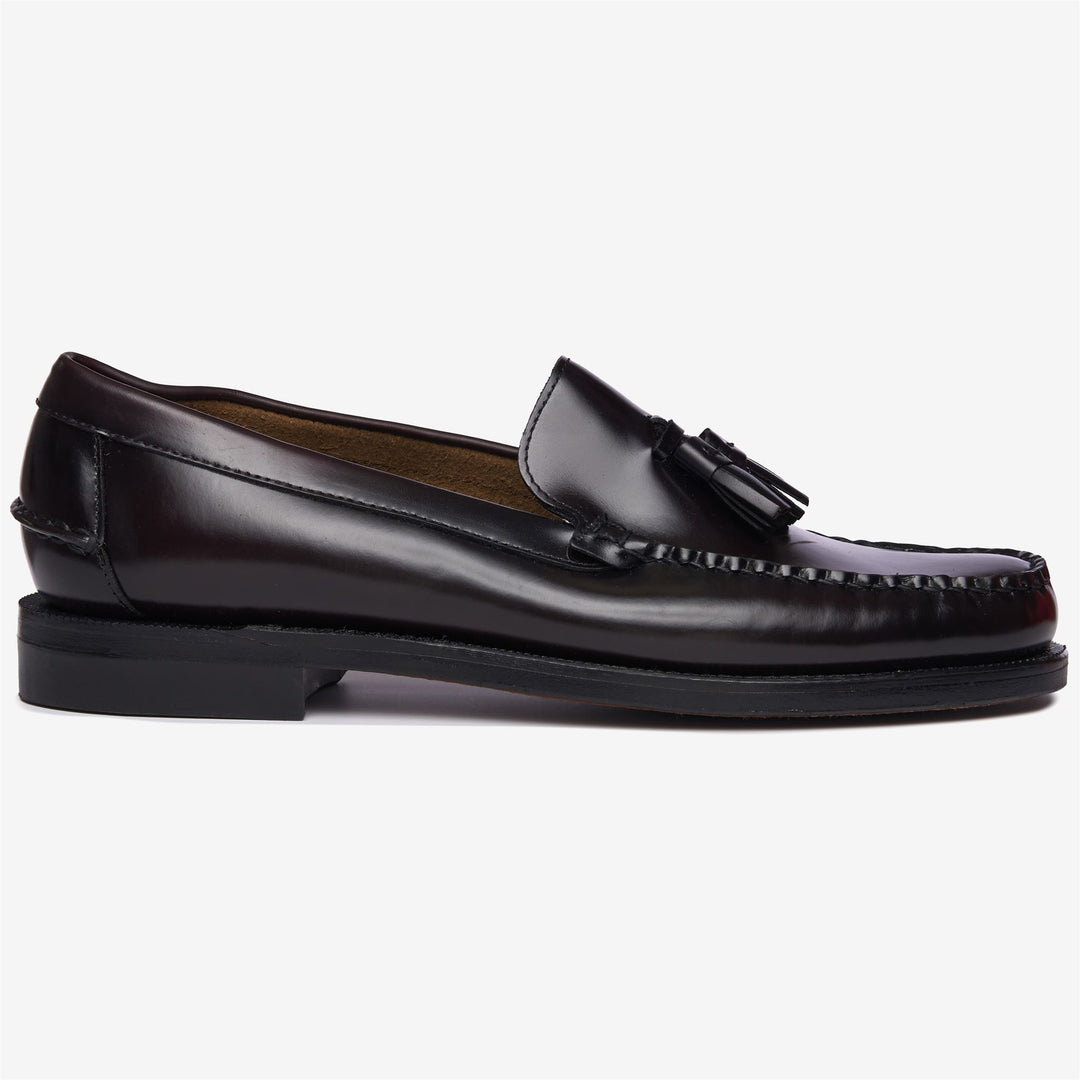 Burgundy Brown Men's Business Moccasin Loafers with Leather Sole 01