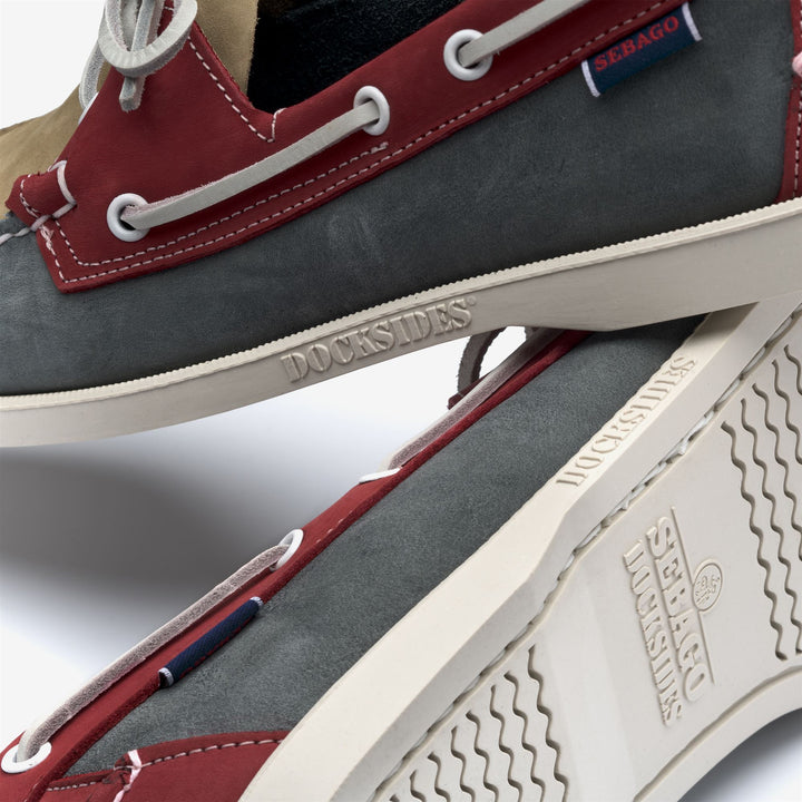 Light Grey Red Men's Nautical Moccasin Boat Shoes 4