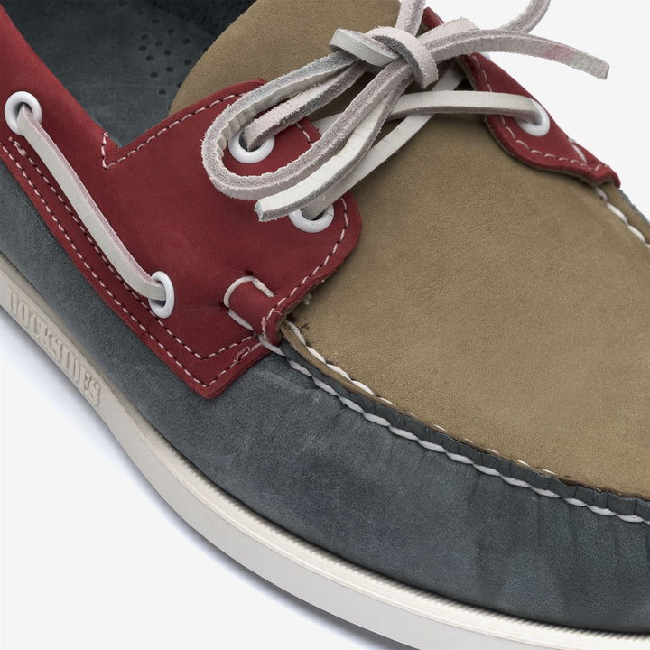 Light Grey Red Men's Nautical Moccasin Boat Shoes 5