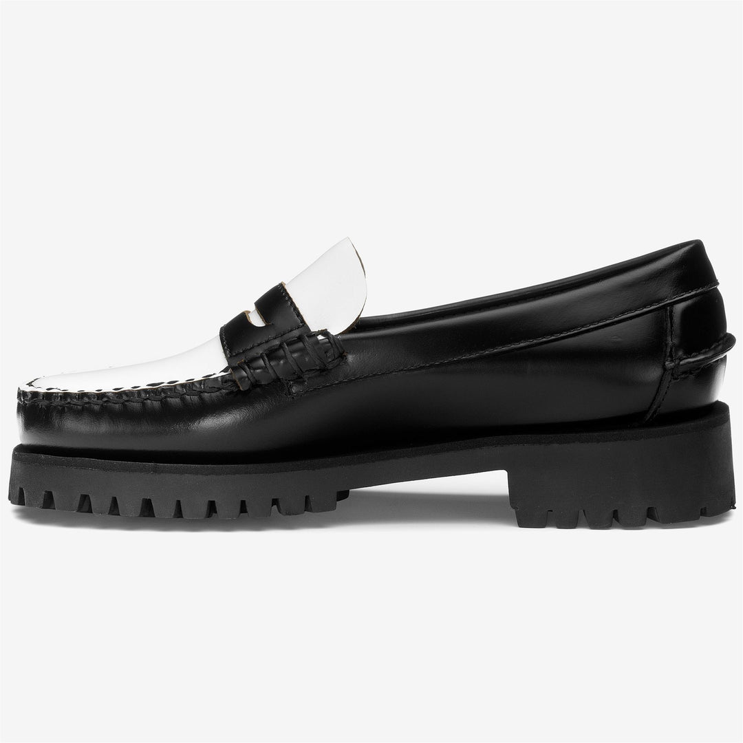 Schwarz-weiße Damen-Leder-Mokassin-Schlupfschuhe für die Freizeit main