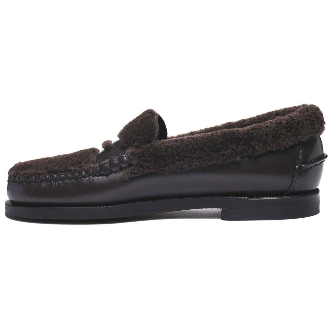 Mocassini in Pelle di Pecora Marrone Scuro Donna per Affari main