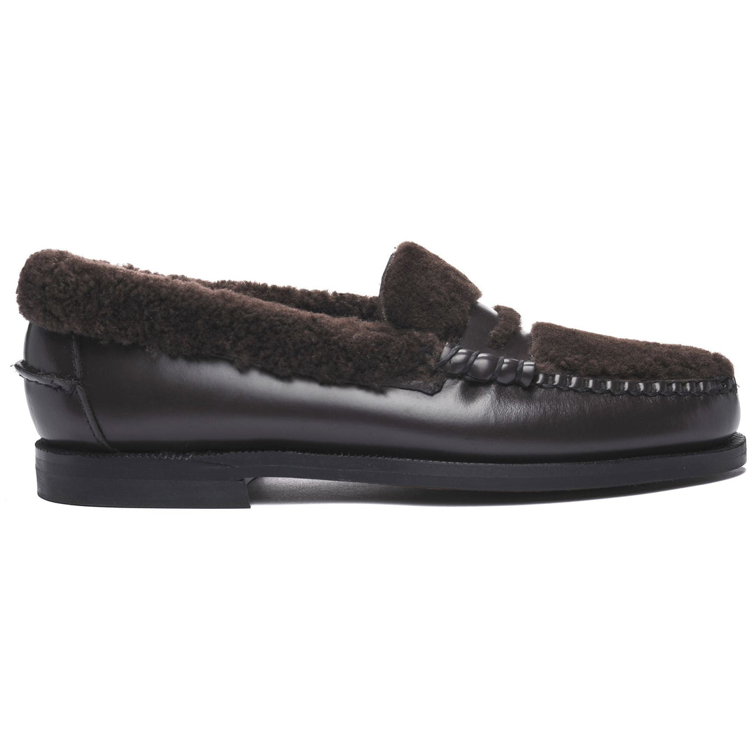 Dark Brown Women's Sheepskin Moccasin Loafers for Business 01