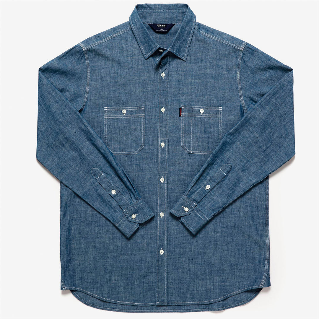 Indigo Blue Men's Classic Yachting Shirt with Chest Pockets 01