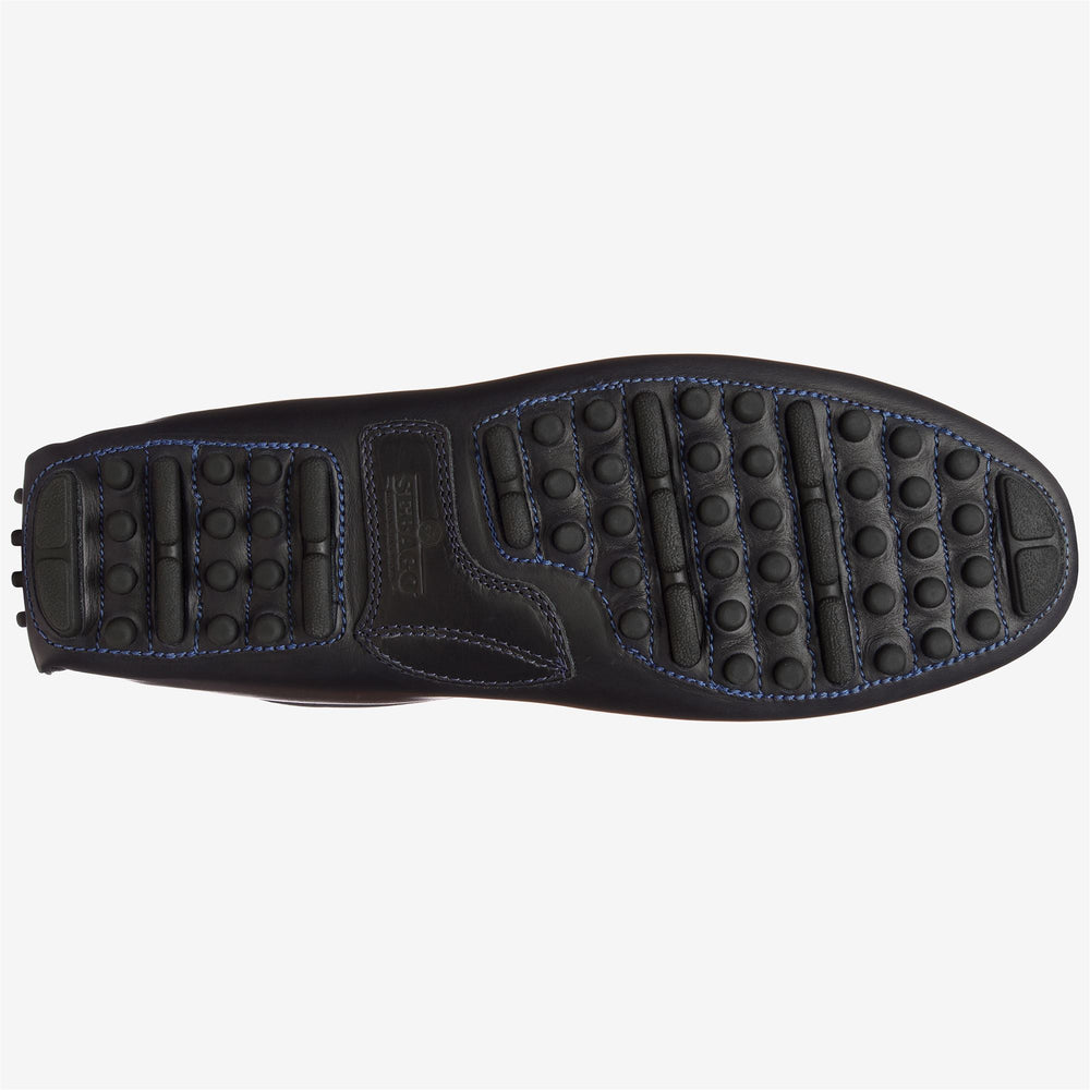 Navy Blue Men's Leather Driving Slip-On Moccasins 02