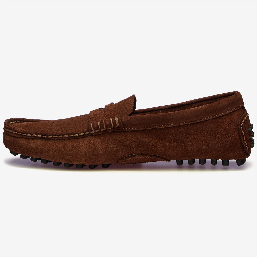Mocassini da Guida Uomo in Suede Marrone Scuro Slip-On main