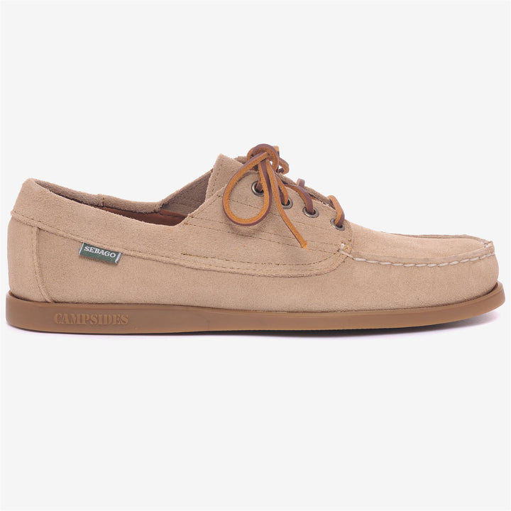 Beige Men's Hand-Sewn Suede Moccasins with Antislip Outsoles 1