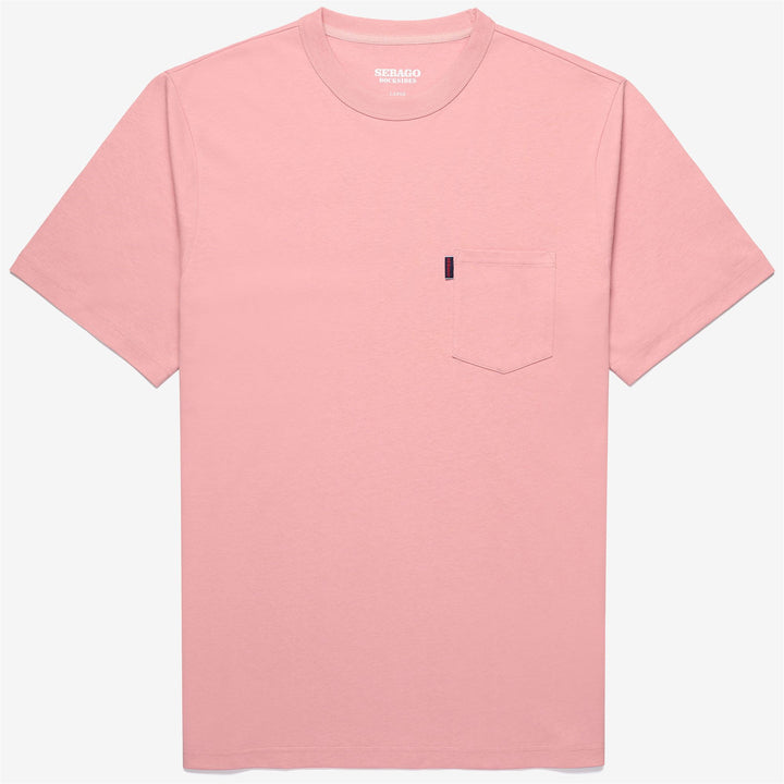T-shirt de yachting rose et rouge pour homme avec poche et col ras du cou 1