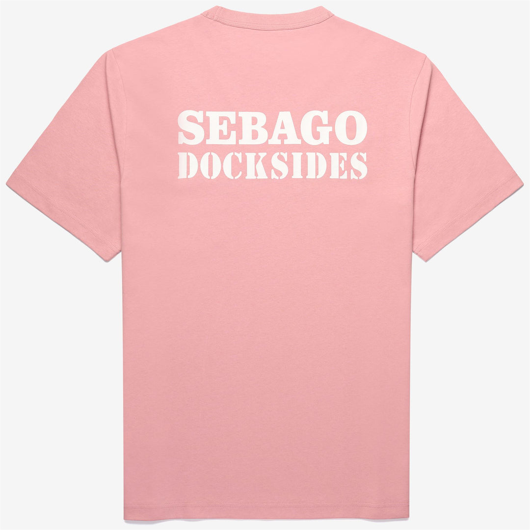 T-shirt de yachting rose et rouge pour homme avec poche et col ras du cou main