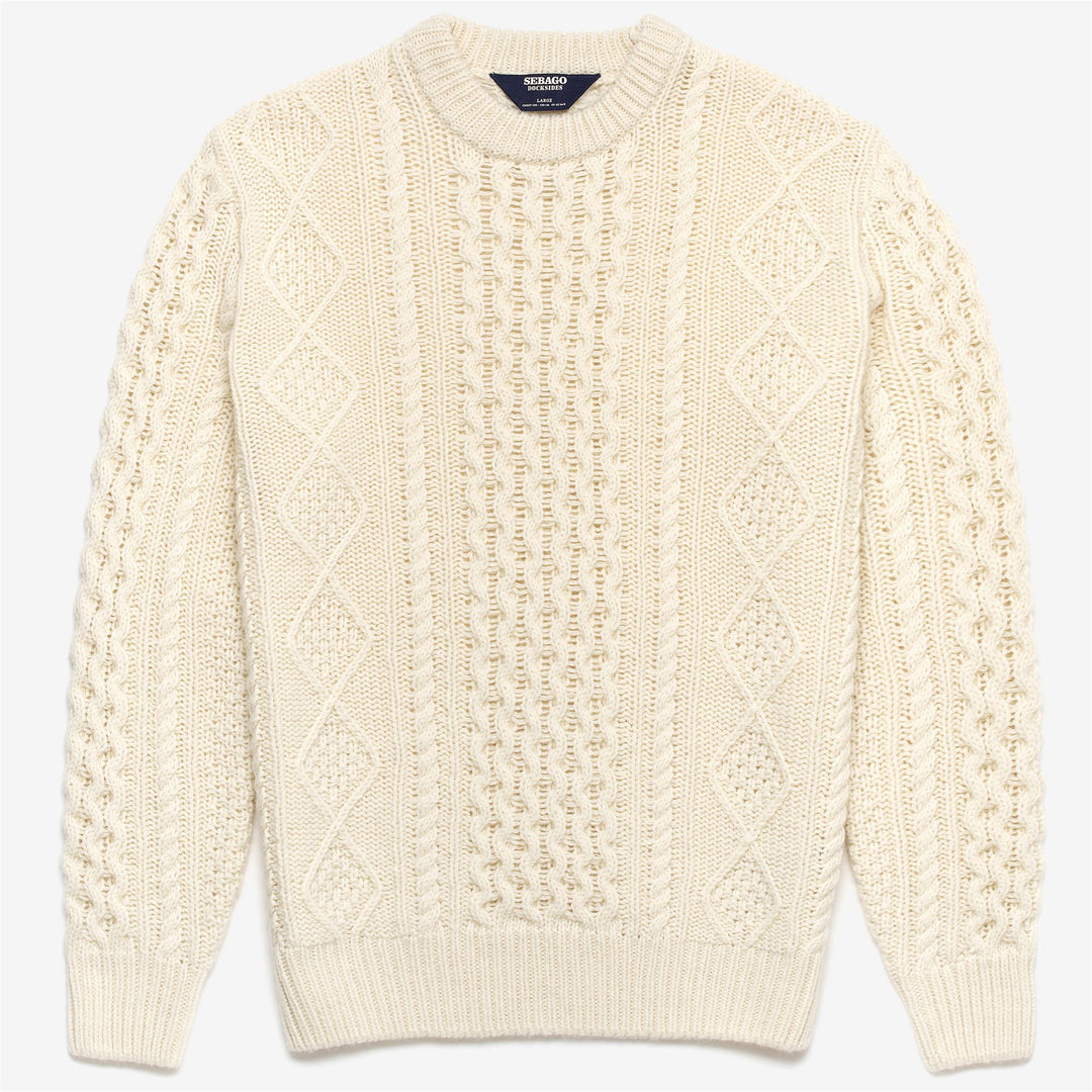 Maglione da Yachting Unisex in Lana a Treccia Bianco Naturale 01