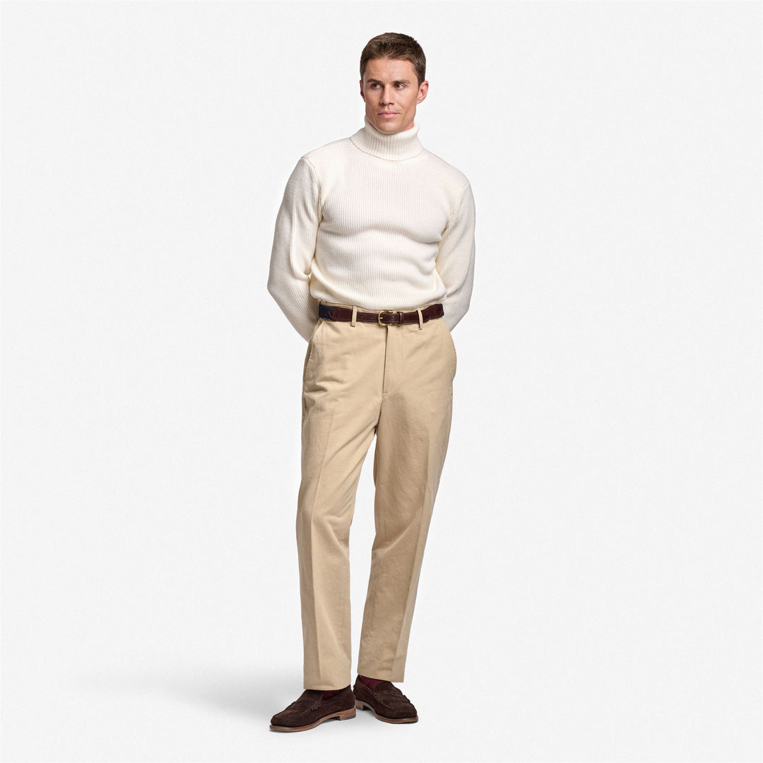 Natural White Unisex Yachting Knit Pullover Sweater in Wool main