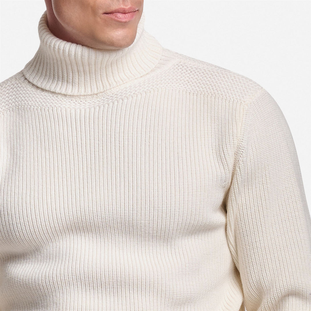Natural White Unisex Yachting Knit Pullover Sweater in Wool main
