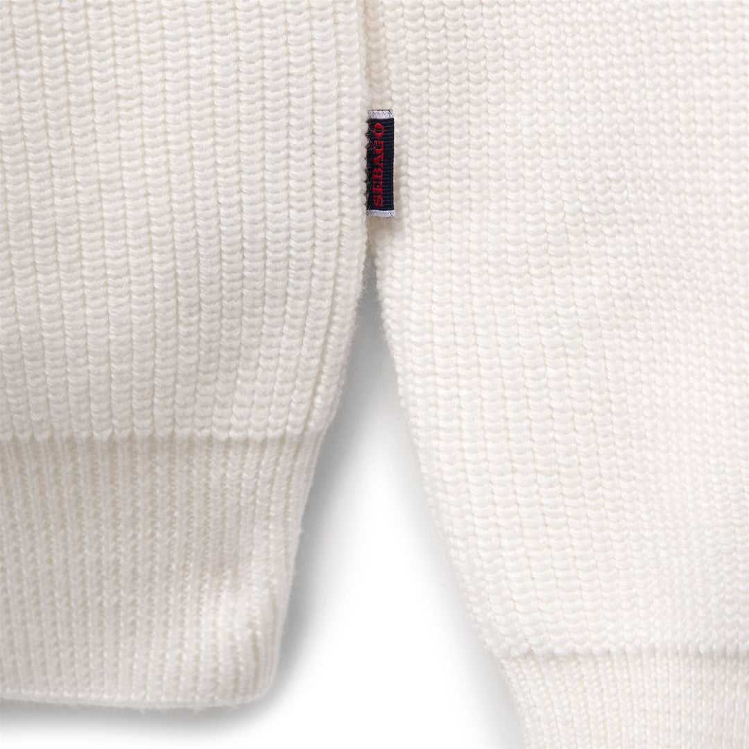 Pull en laine unisexe blanc naturel main
