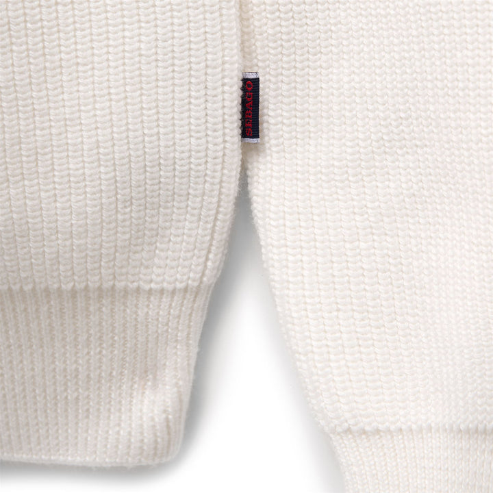 Natural White Unisex Yachting Knit Pullover Sweater in Wool 3