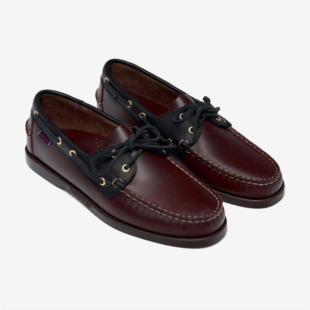 Black Brown Men's Waxed Leather Moccasin Boat Shoes for Yachting main