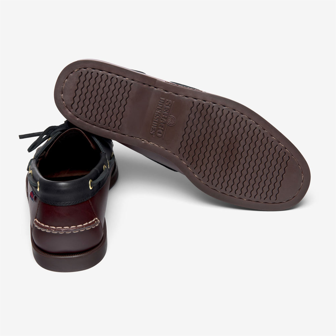 Black Brown Men's Waxed Leather Moccasin Boat Shoes for Yachting main