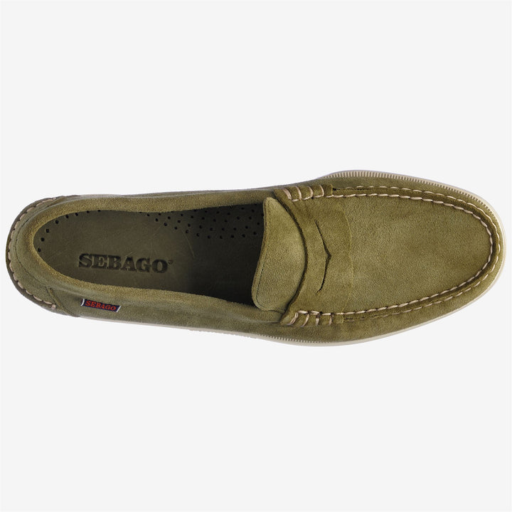 Mocassini da Yachting in Pelle Uomo Verde Militare con Suola in Gomma 4