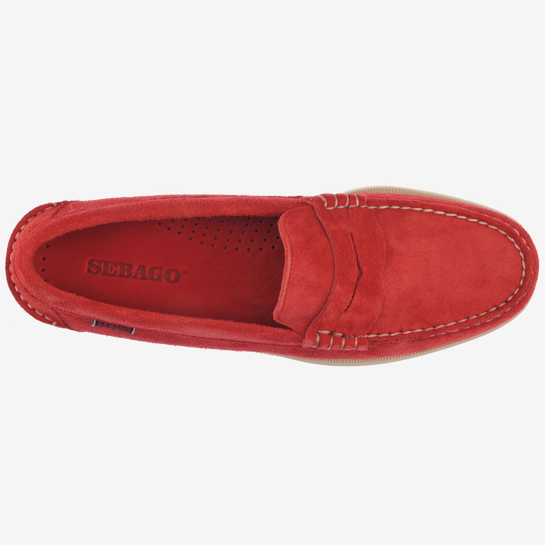 Mocassins de yachting marron et rouge pour homme main