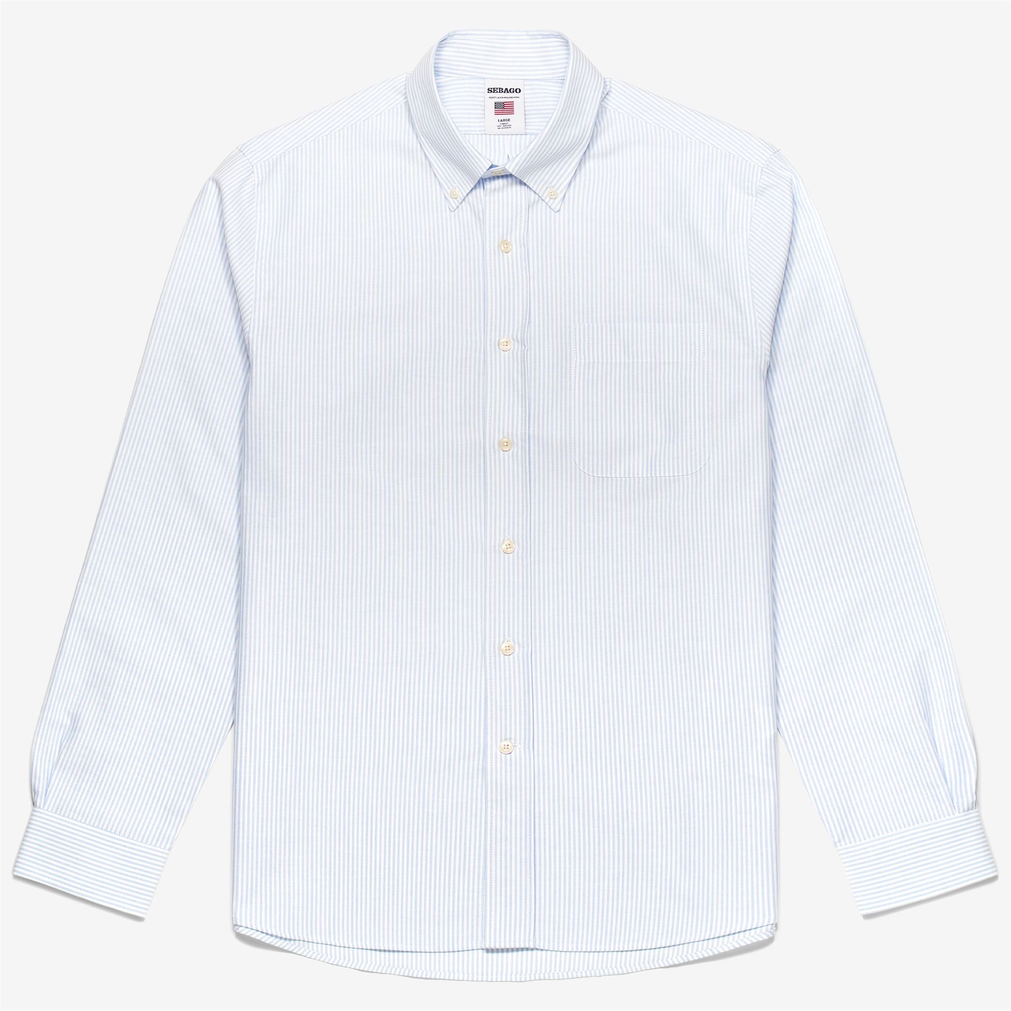 SHIRTS Man DOUBLING Oxford AZURE-WHITE