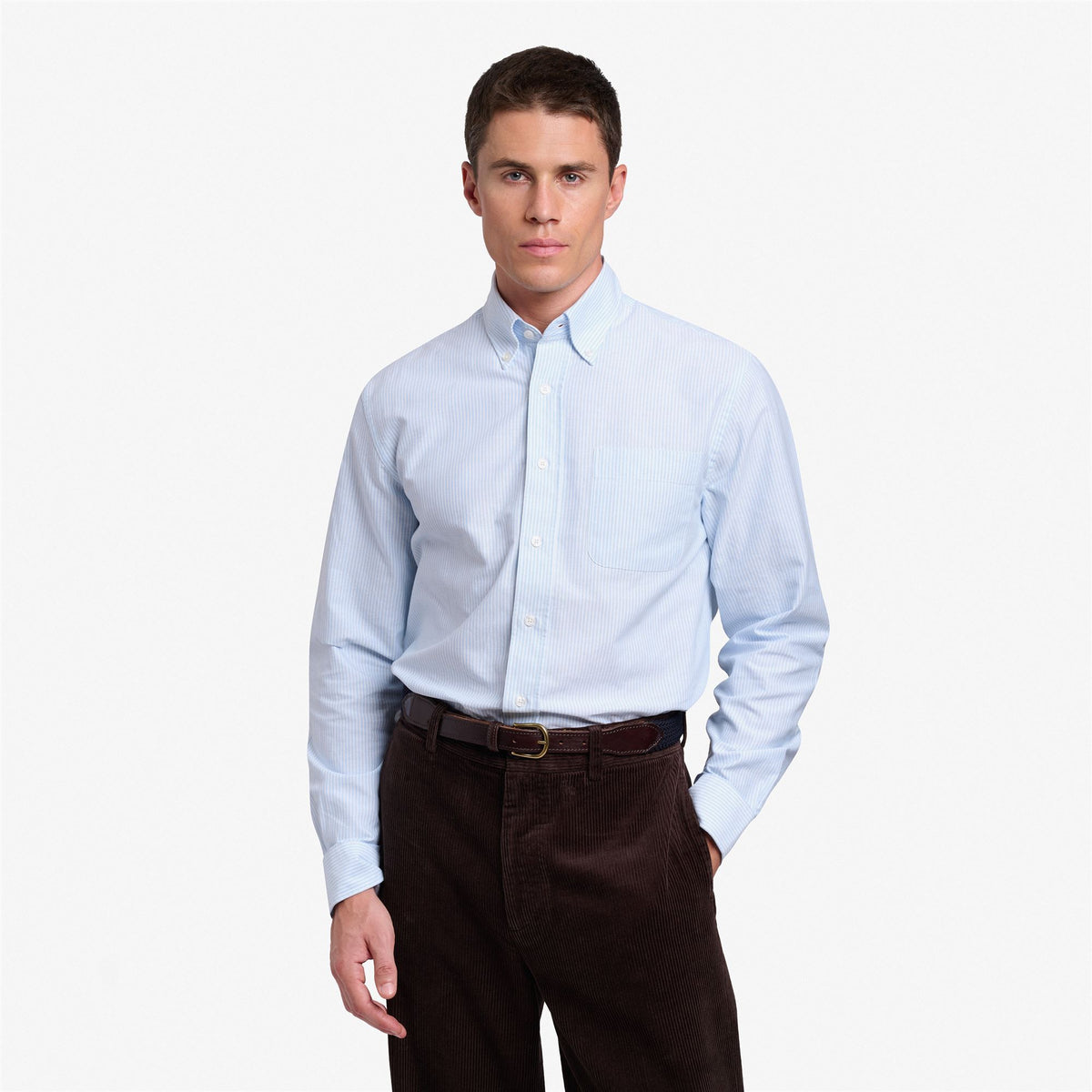 White Men's Cotton Oxford Shirt