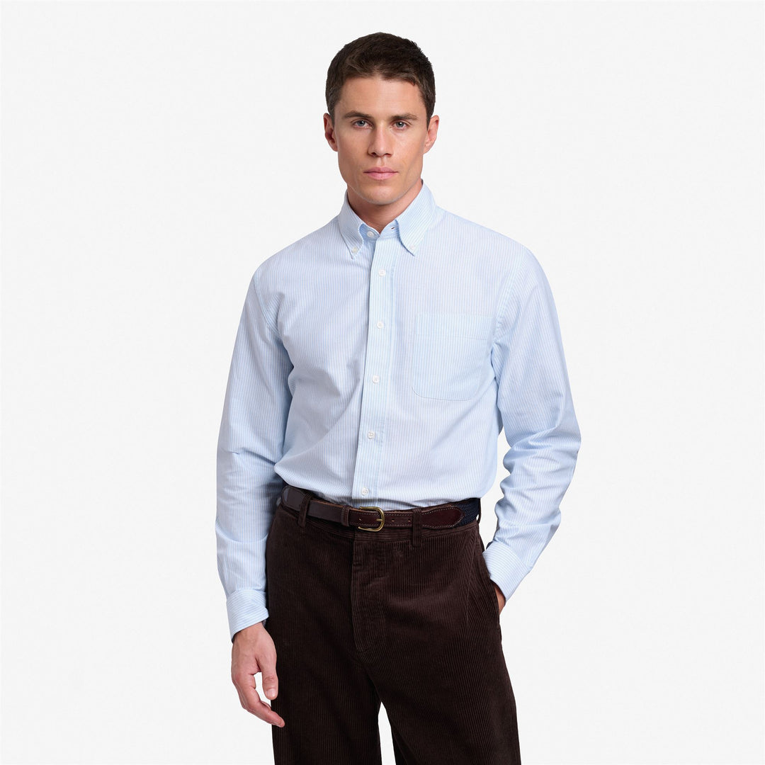 Azure Blue Men's Yachting Button-Down Cotton Shirt main