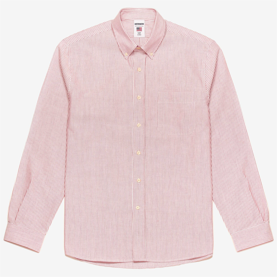 Red White Men's Yachting Button Down Cotton Shirt 01
