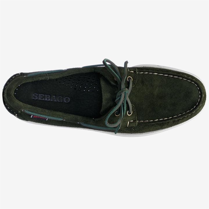 Dark Green Men's Nautical Moccasin Boat Shoes with Leather Upper 4