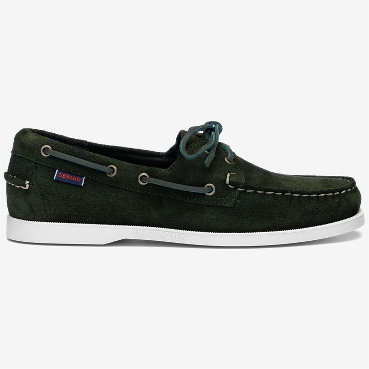 Dark Green Men's Nautical Moccasin Boat Shoes with Leather Upper 1