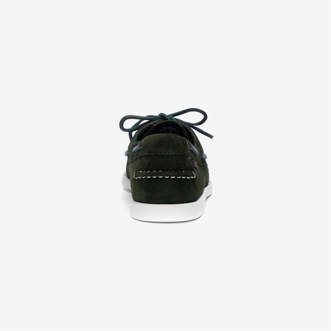 Dark Green Men's Nautical Moccasin Boat Shoes with Leather Upper main