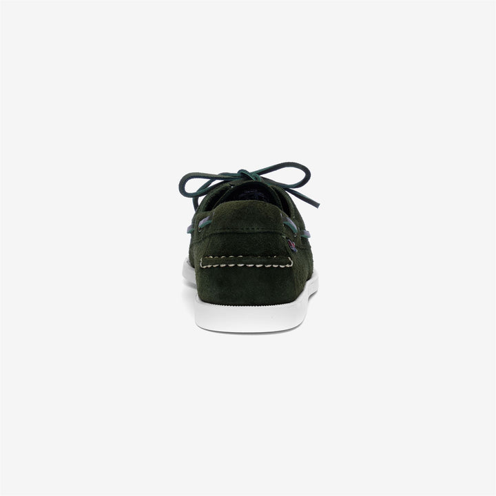 Dark Green Men's Nautical Moccasin Boat Shoes with Leather Upper 5